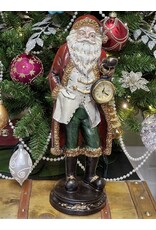C&E Giftware & Lifestyle - Brocante Kerstman met Echte Klok - 40cm
