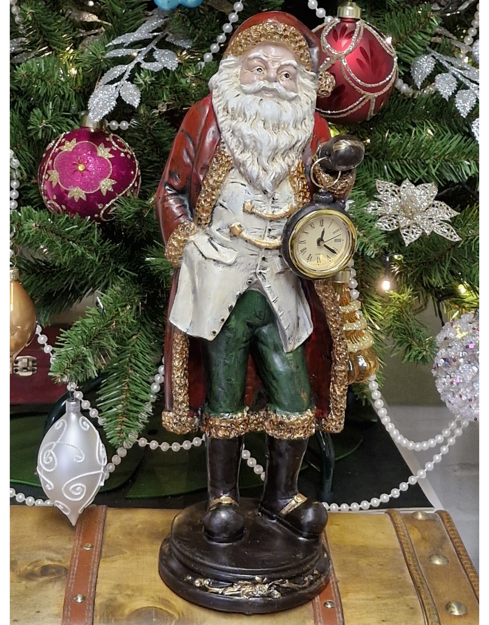 C&E Giftware & Lifestyle - Vintage Santa Claus with Real Clock - 40cm