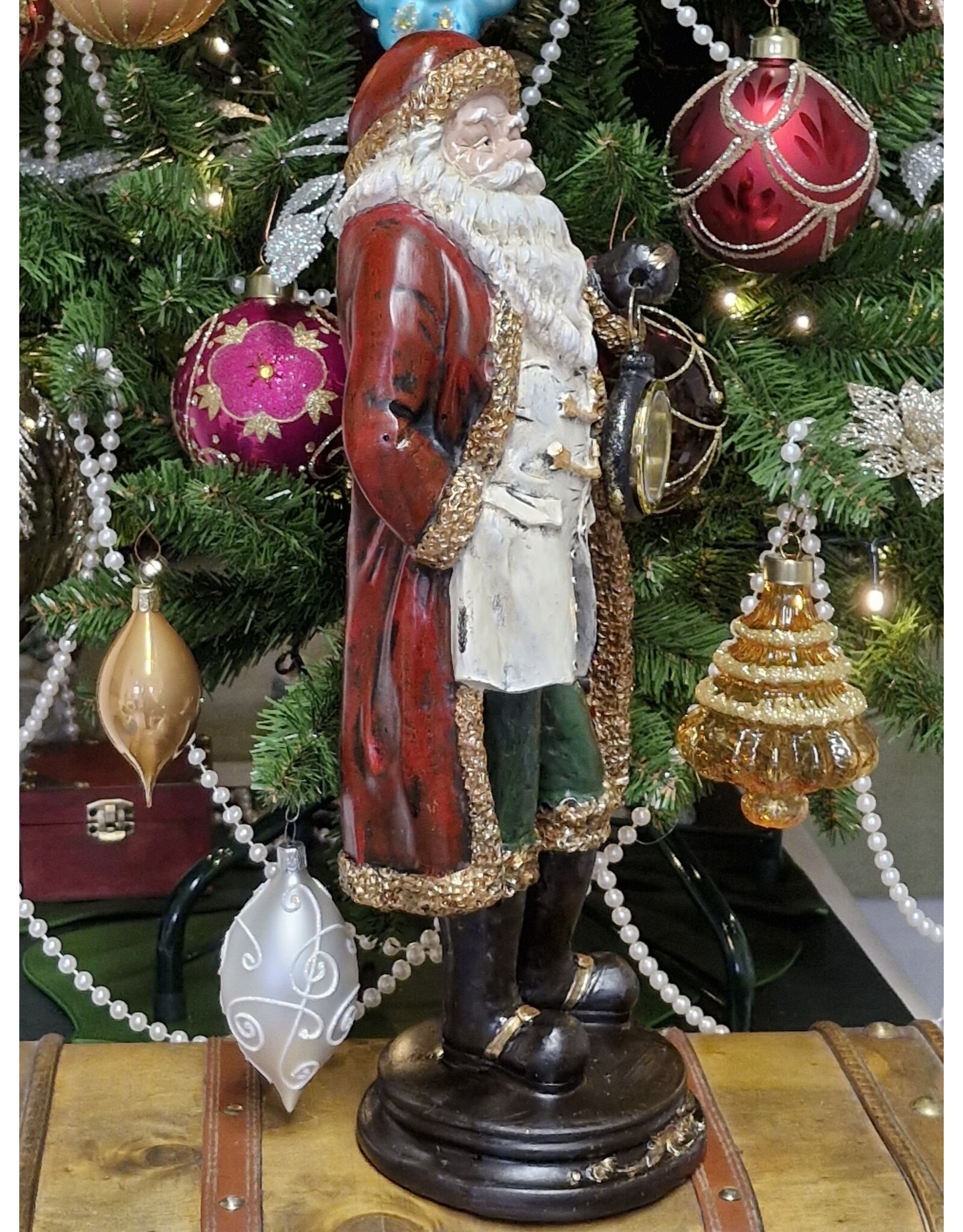C&E Giftware & Lifestyle - Vintage Santa Claus with Real Clock - 40cm