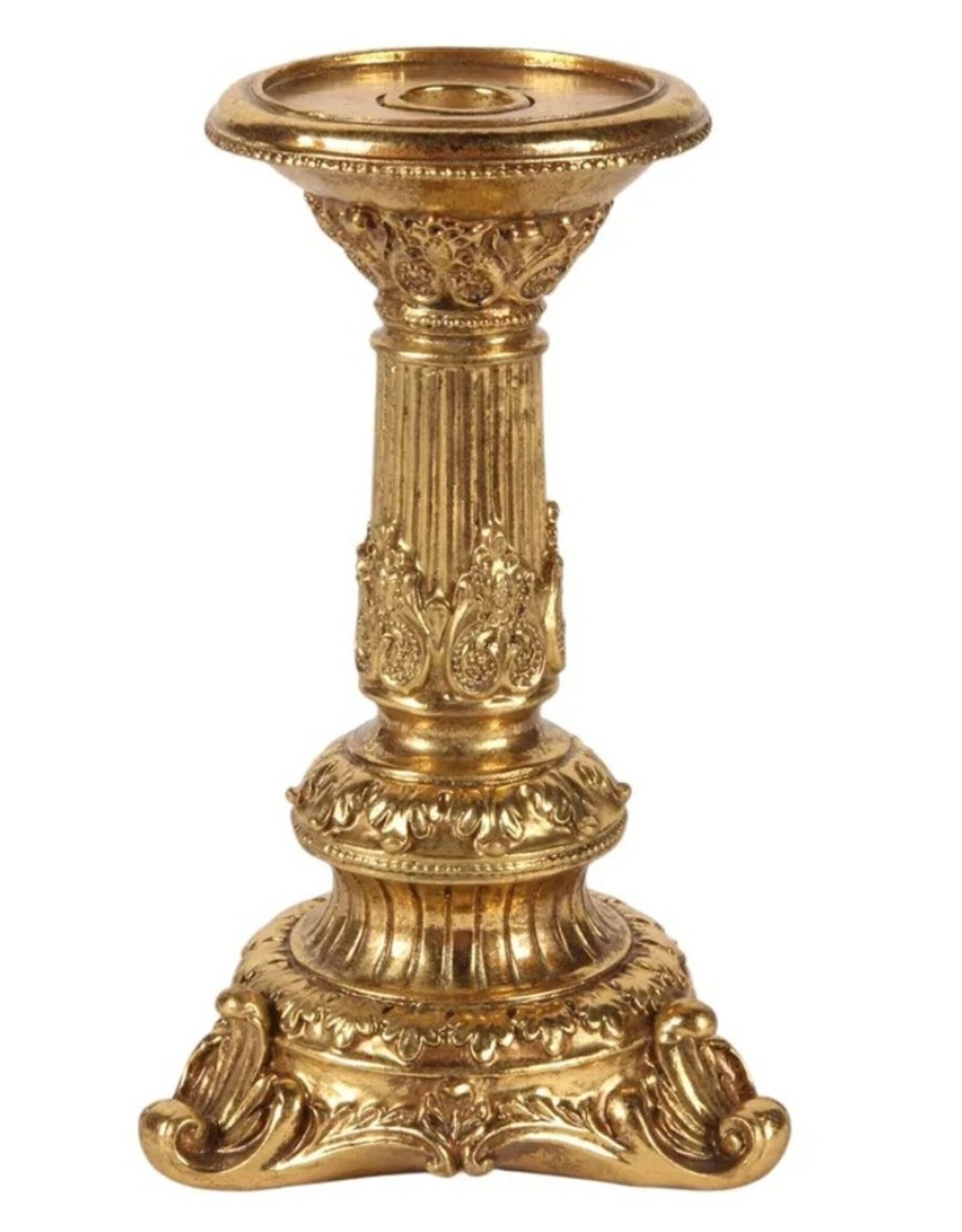 Dutch Style Giftware, beelden, collectables - Kandelaar Barok goud kleur polyresin 23cm