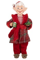 C&E Giftware Figurines Collectables - Elf Dressed as Santa Claus doll 30cm