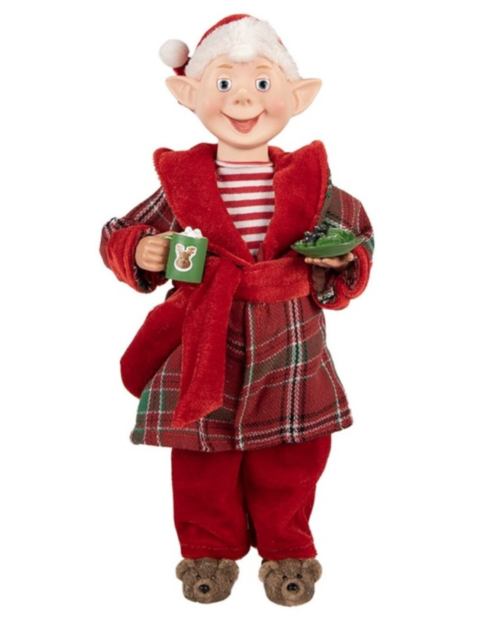 C&E Giftware Figurines Collectables - Elf Dressed as Santa Claus doll 30cm