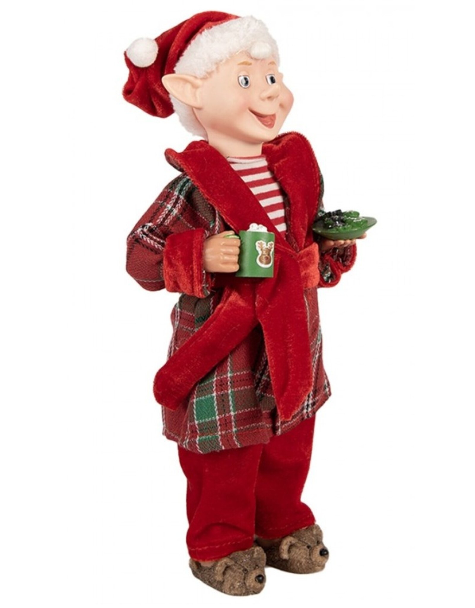 C&E Giftware Figurines Collectables - Elf Dressed as Santa Claus doll 30cm