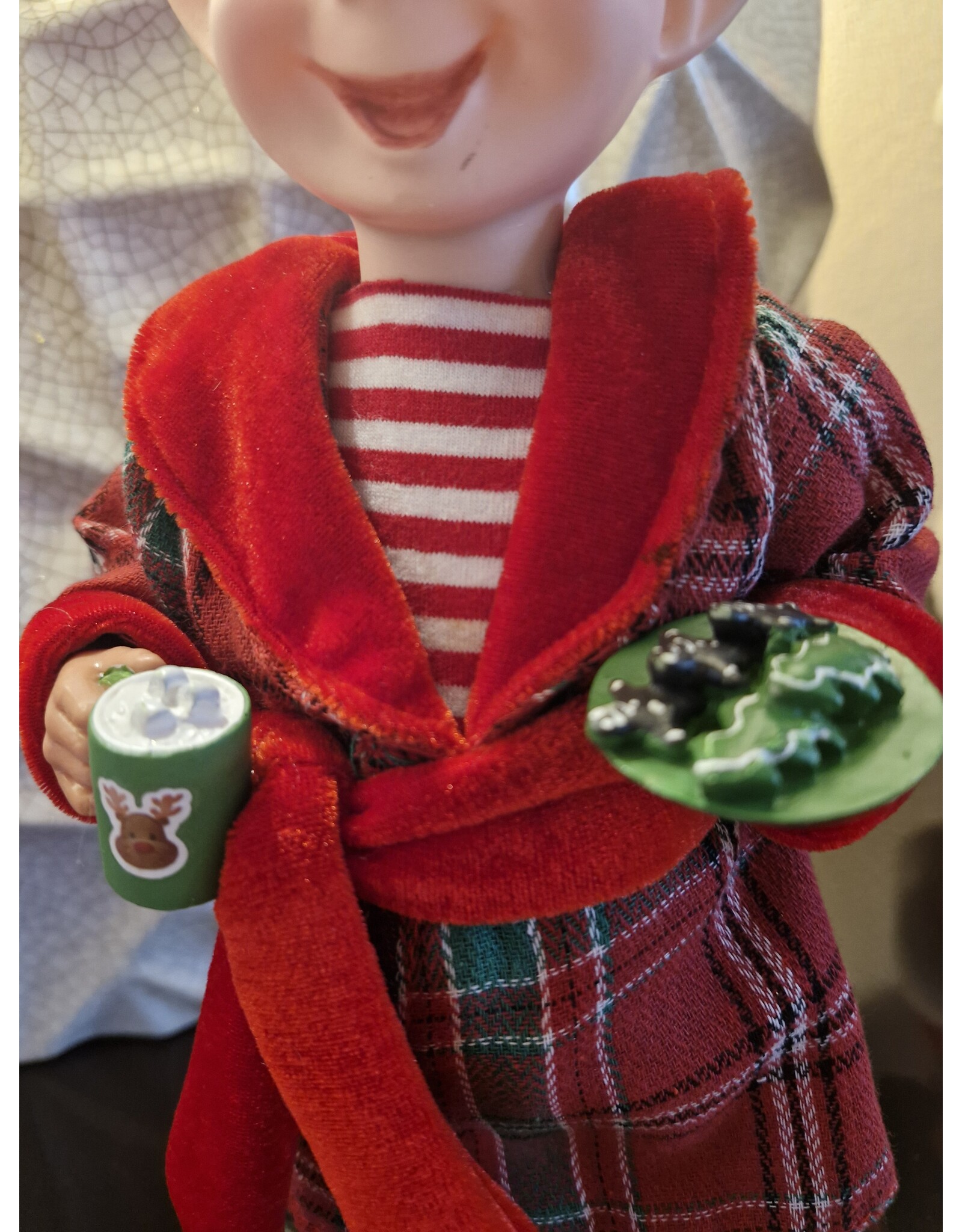 C&E Giftware Figurines Collectables - Elf Dressed as Santa Claus doll 30cm