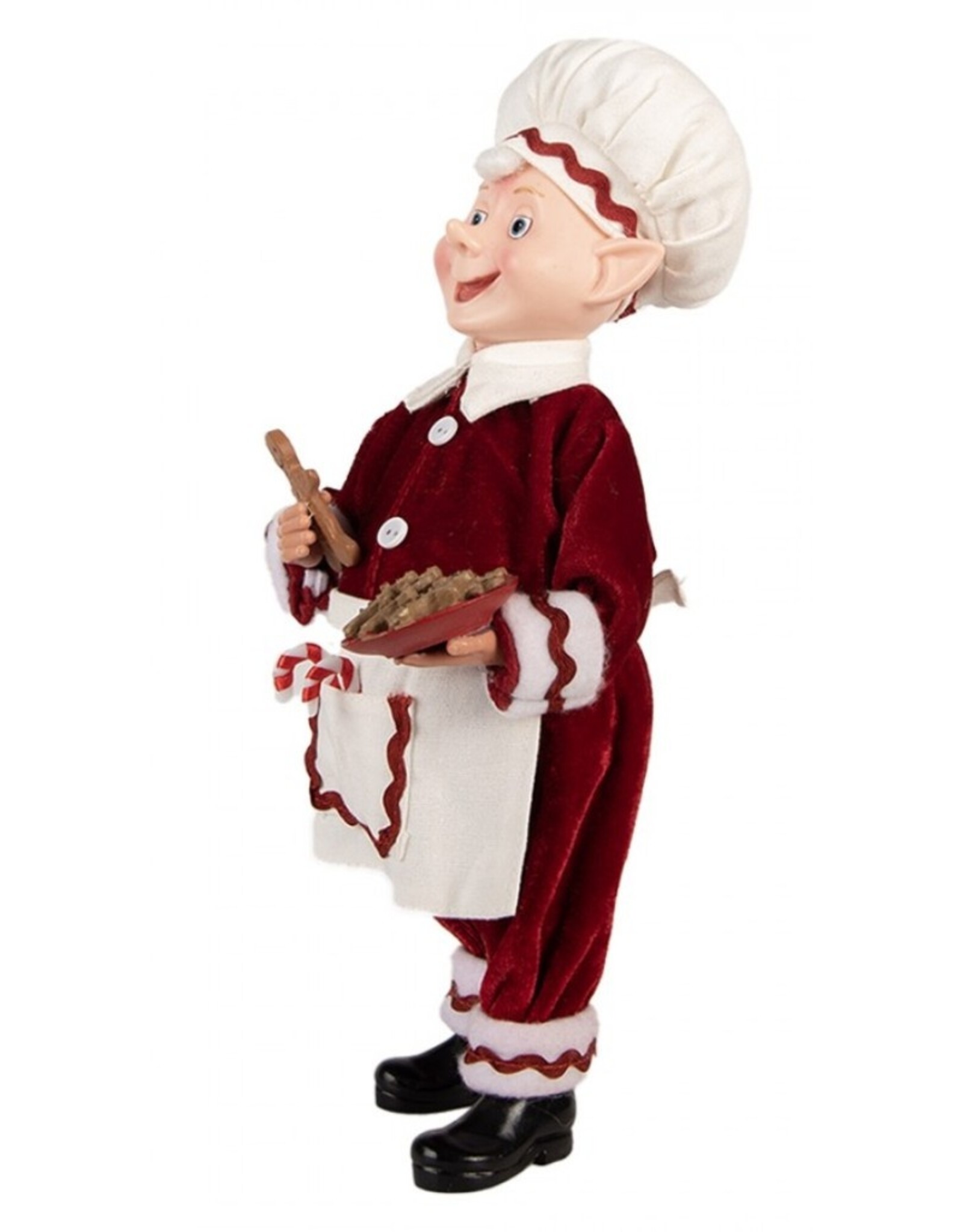 C&E Giftware Beelden Collectables  - Elf Gekleed als Chef-kok Kerstman 30cm