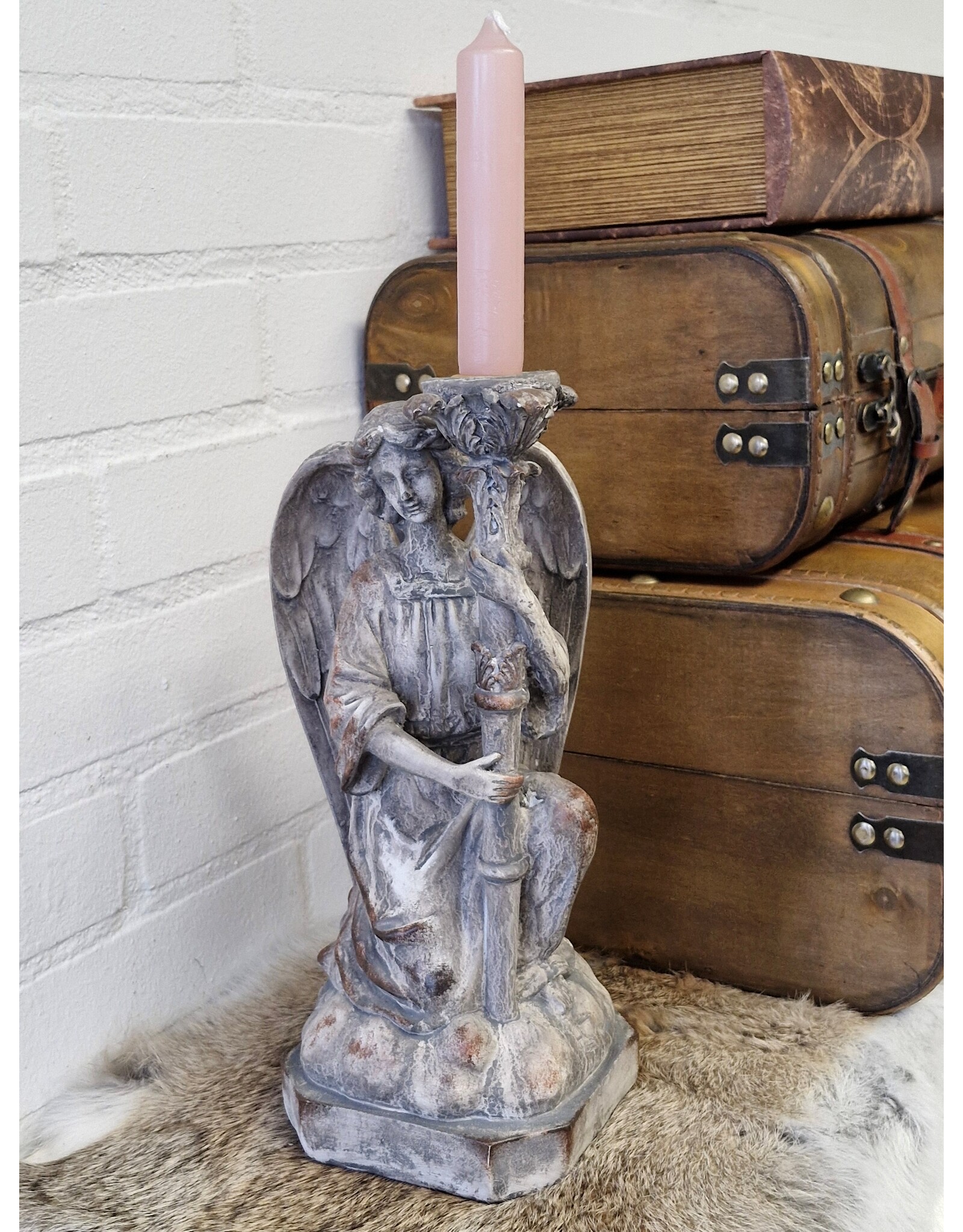 C&E Giftware & Lifestyle - Angel Candlestick Antique Style 29 cm