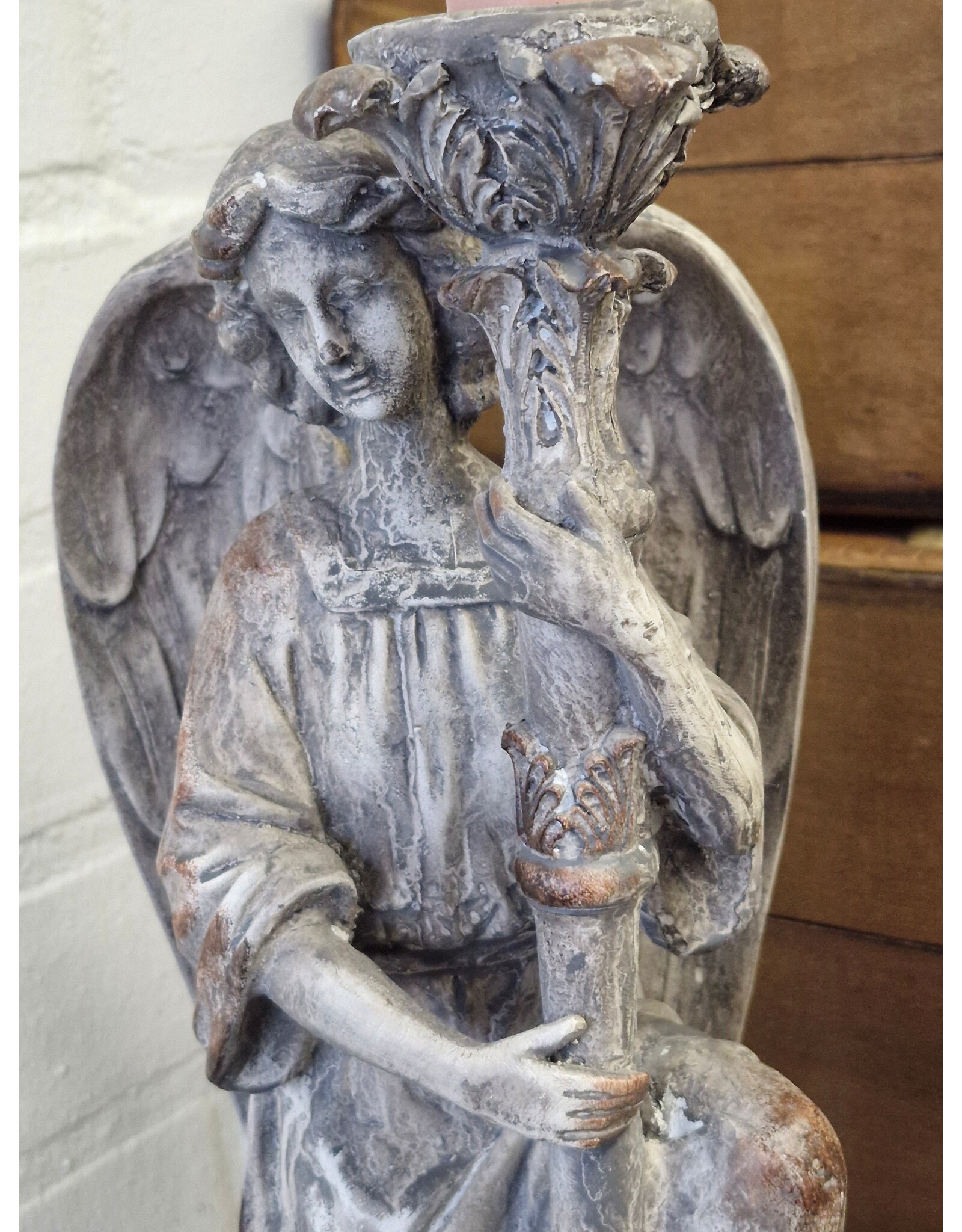 C&E Giftware & Lifestyle - Angel Candlestick Antique Style 29 cm