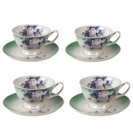 C&E Servisset Groen Wit Porselein Bloemen