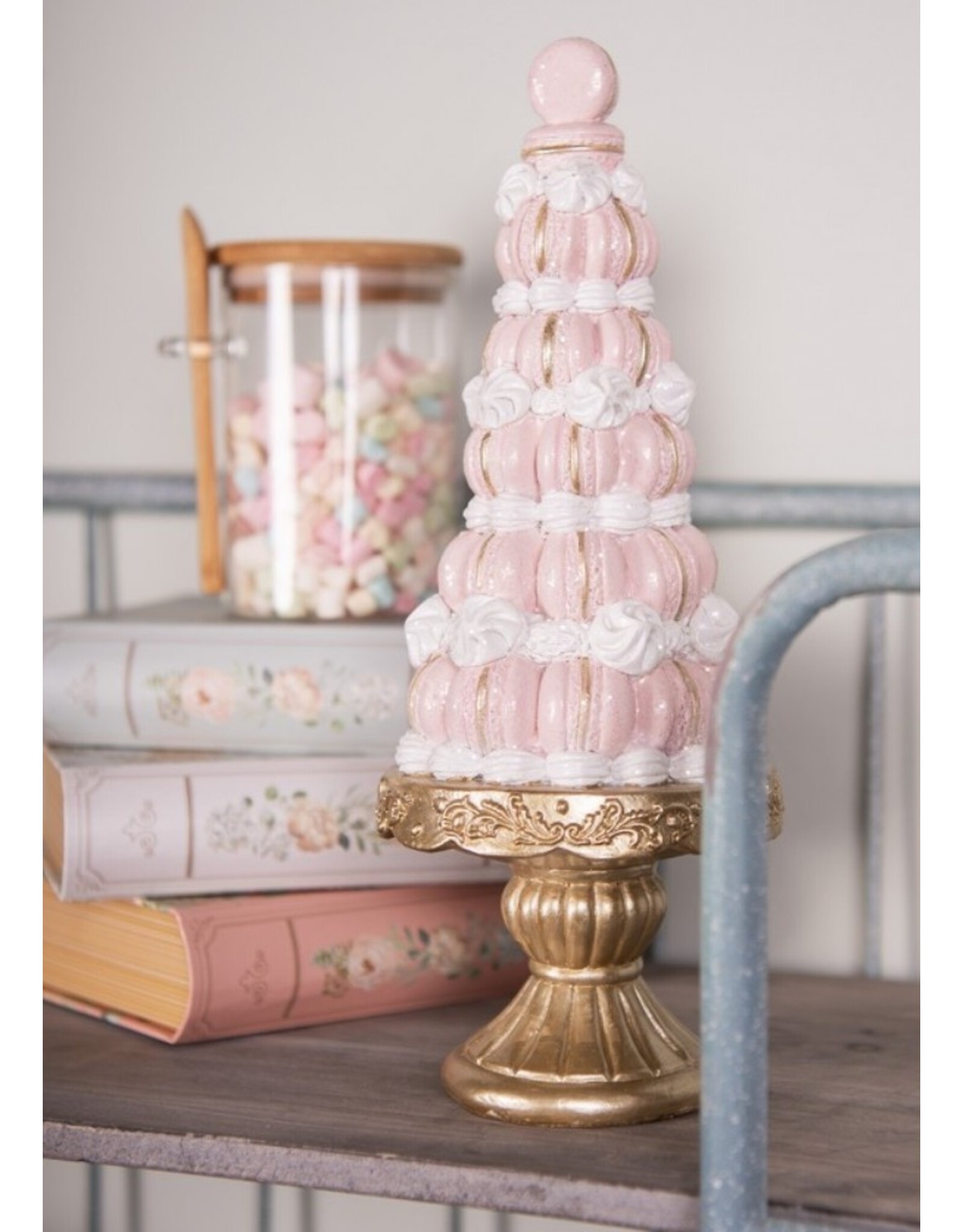 C&E Giftware Beelden Collectables - Decoratief Beeld Taart Roze Macarons 30 cm