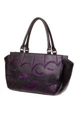 Banned Gothic Bags Steampunk Bags - Gothic Handbag with Bats  black/purple