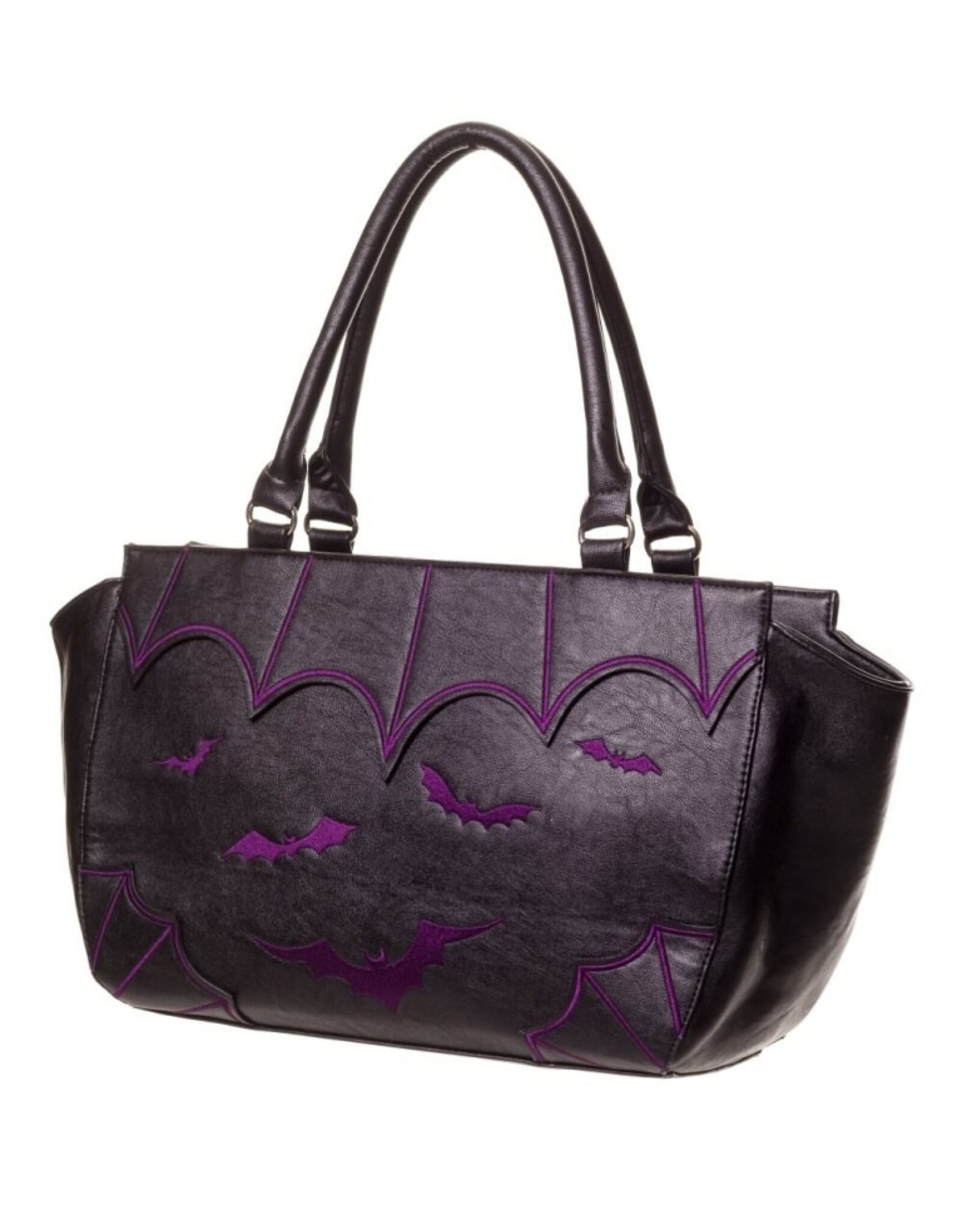 Banned Gothic Bags Steampunk Bags - Gothic Handbag with Bats  black/purple