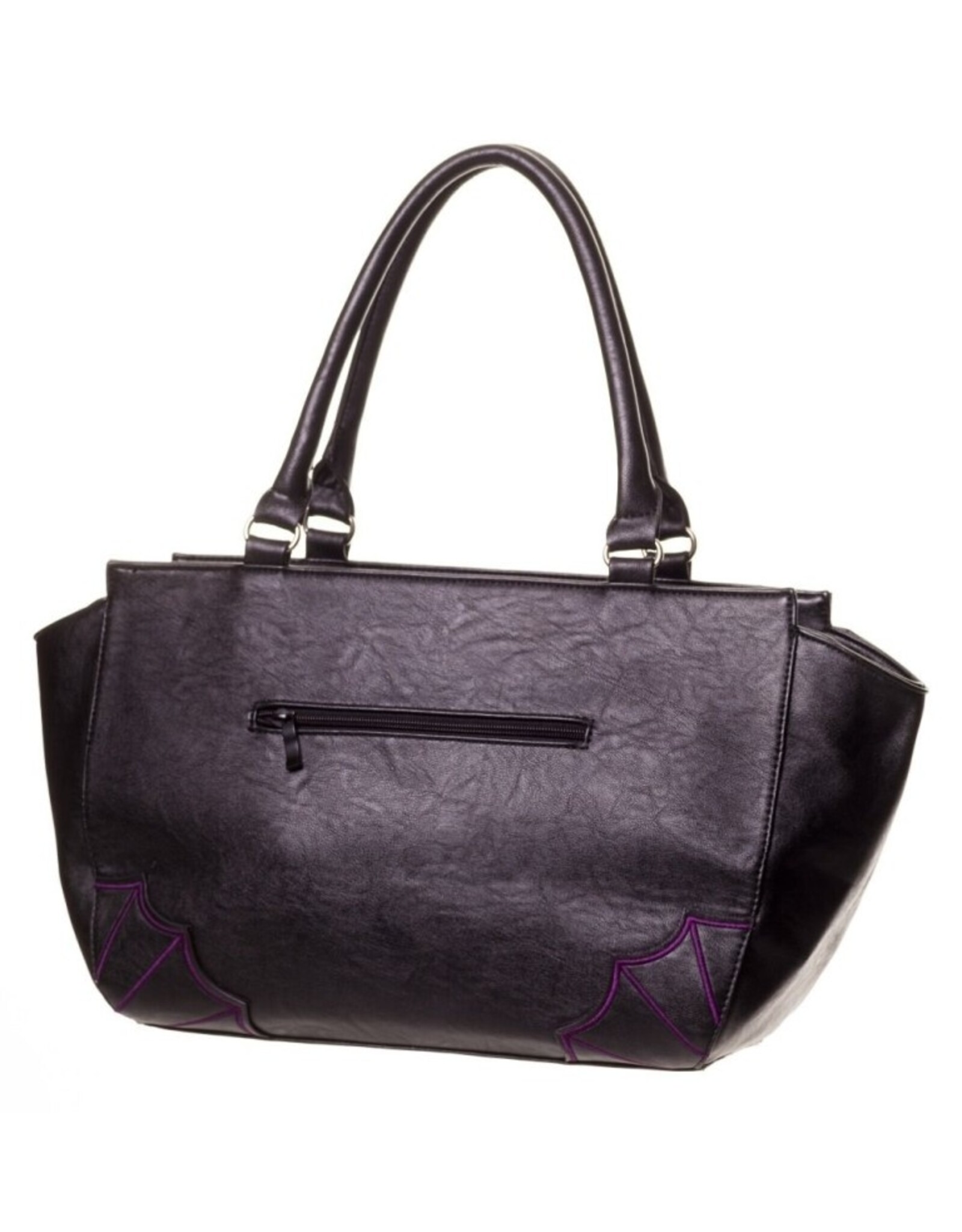 Banned Gothic Bags Steampunk Bags - Gothic Handbag with Bats  black/purple