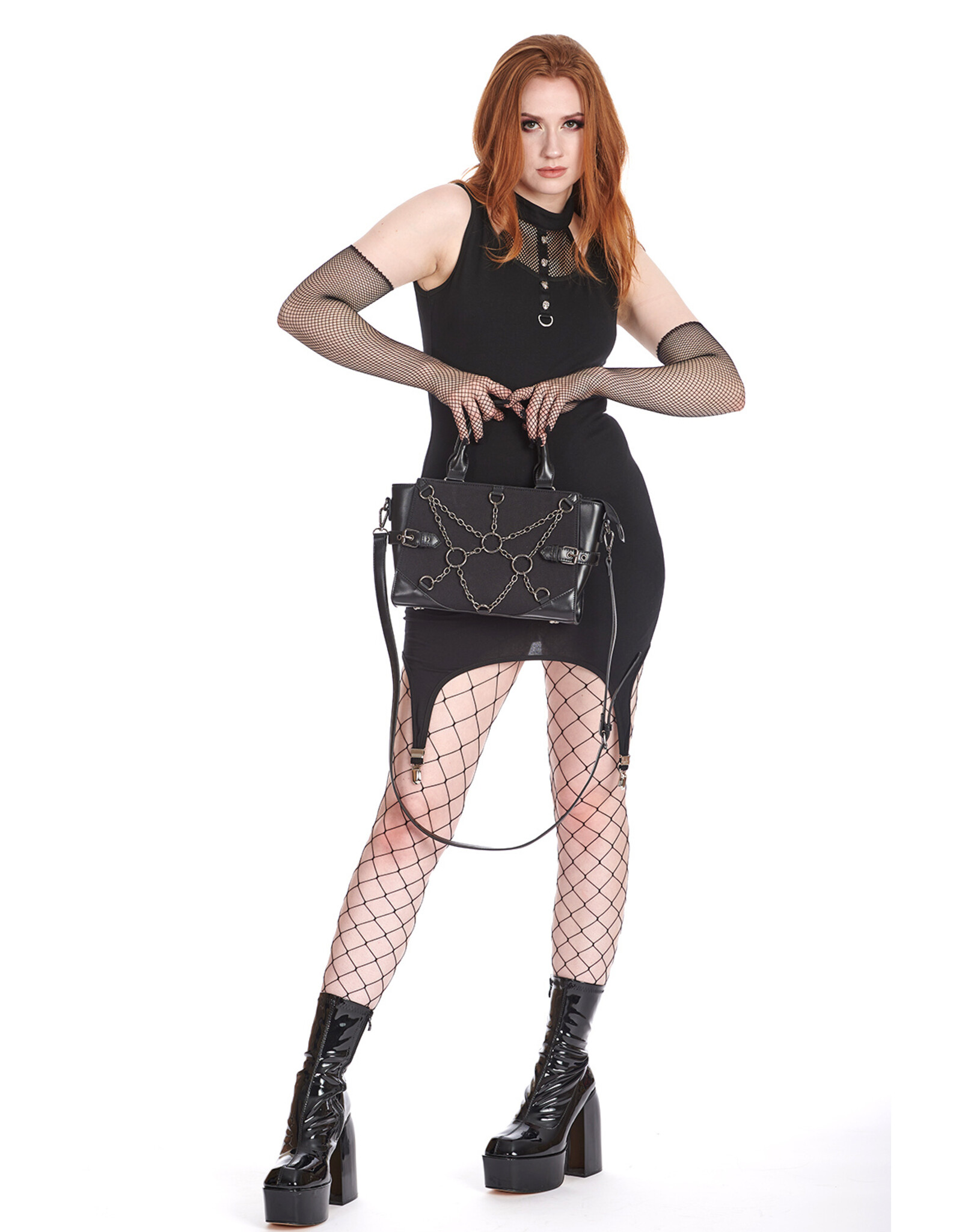 Banned Gothic Tassen Steampunk Tassen - Banned Black From Beyond Handtas met Kettingen