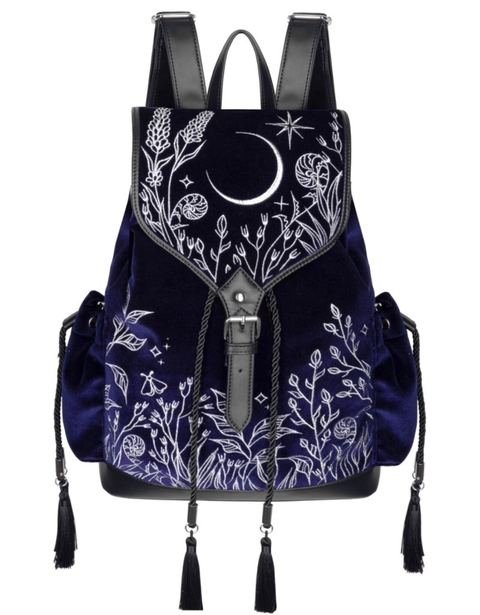 Restyle Fantasy tassen en portemonnees - Moonlit Meadow Donkerblauwe Fluwelen Rugzak