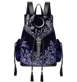 Restyle Moonlit Meadow Dark Blue Velvet Backpack