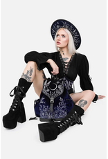 Restyle Fantasy bags and wallets - Moonlit Meadow Dark Blue Velvet Backpack