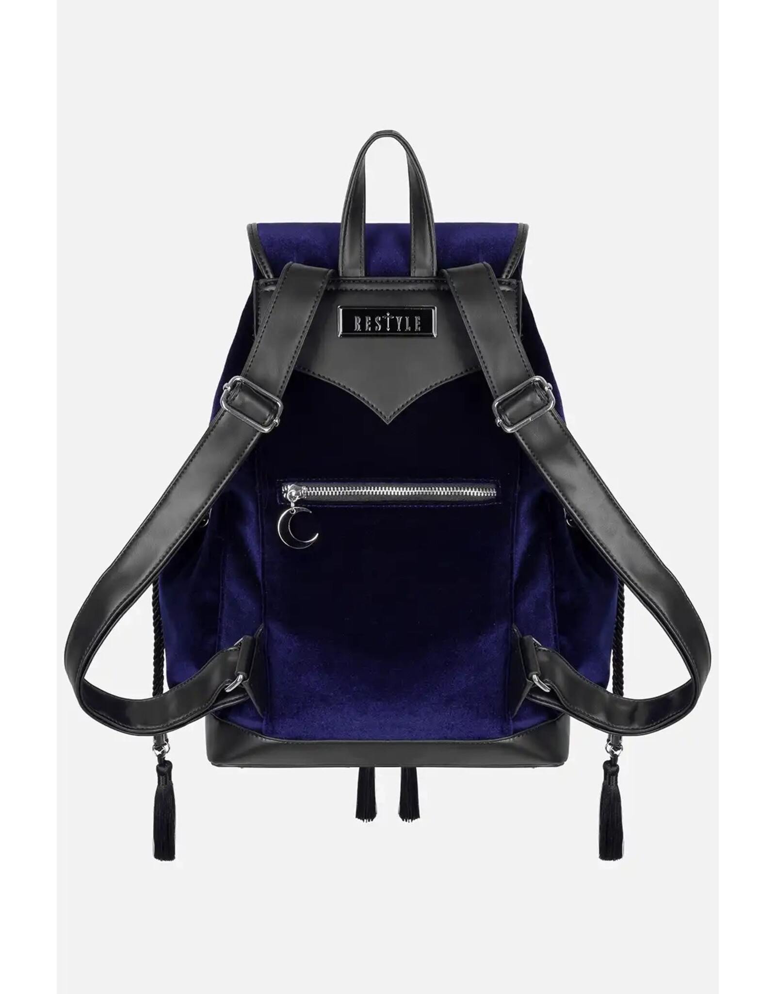 Restyle Fantasy bags and wallets - Moonlit Meadow Dark Blue Velvet Backpack