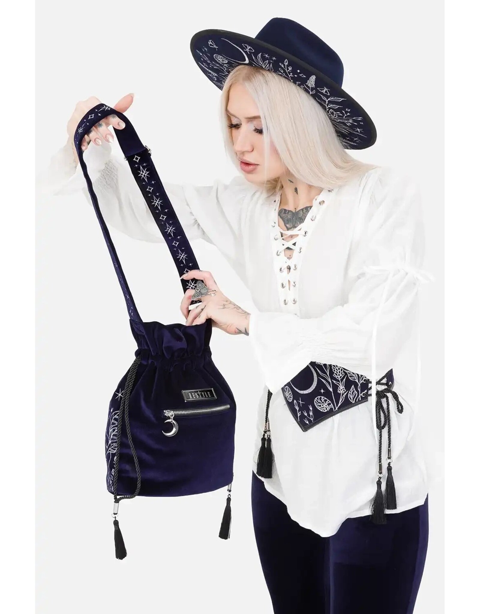 Restyle Gothic bags Steampunk bags - Lunar Eclipse Bucket Velvet Bucket Bag - Restyle