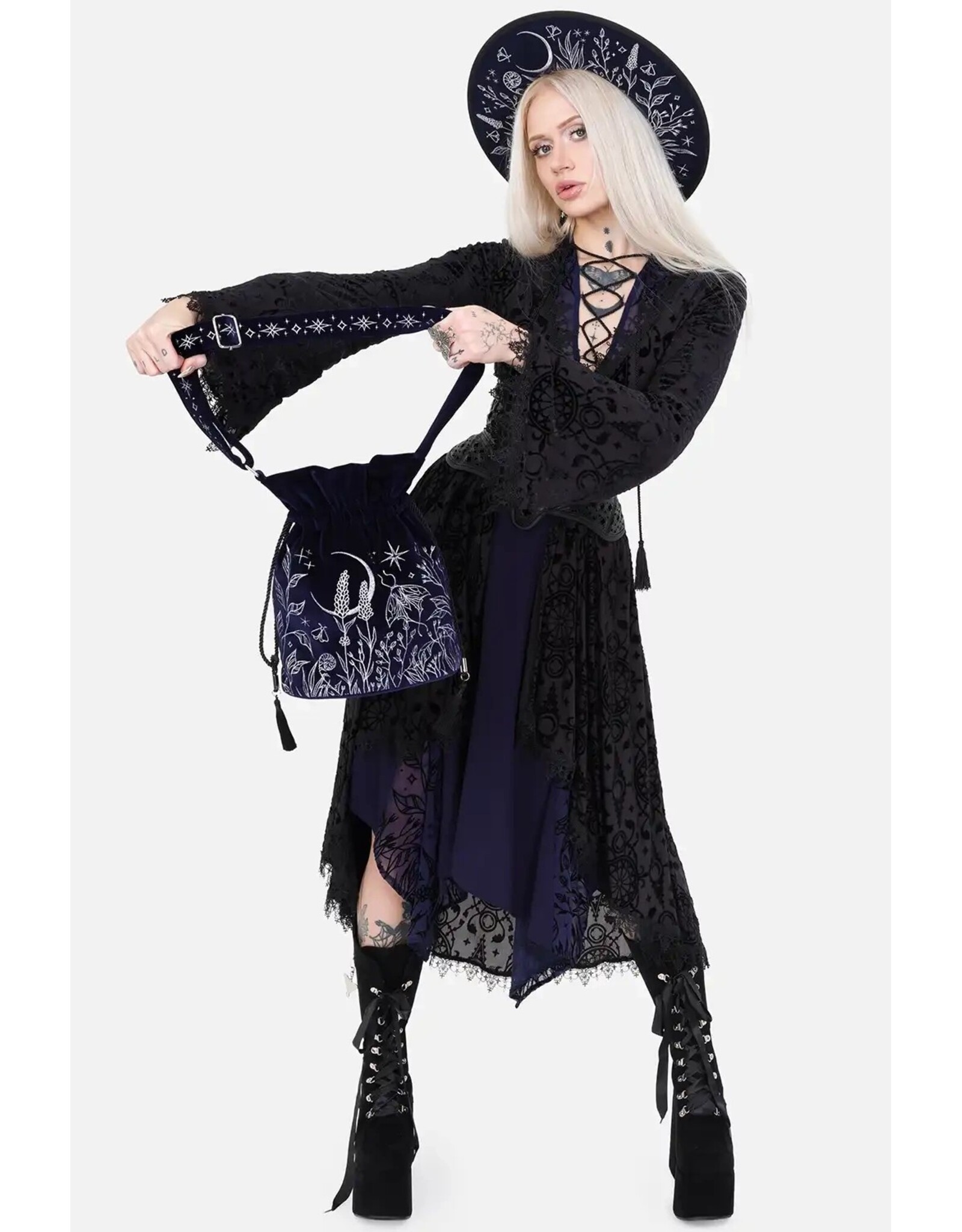 Restyle Gothic bags Steampunk bags - Lunar Eclipse Bucket Velvet Bucket Bag - Restyle