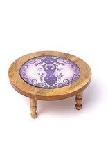 Trukado Miscellaneous - Wooden Side Table Moon Goddess with glass top