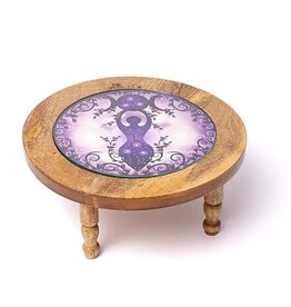 Trukado Houten Bijzettafel Maangodin met glazen  blad