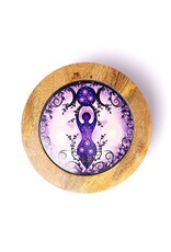 Trukado Miscellaneous - Wooden Side Table Moon Goddess with glass top