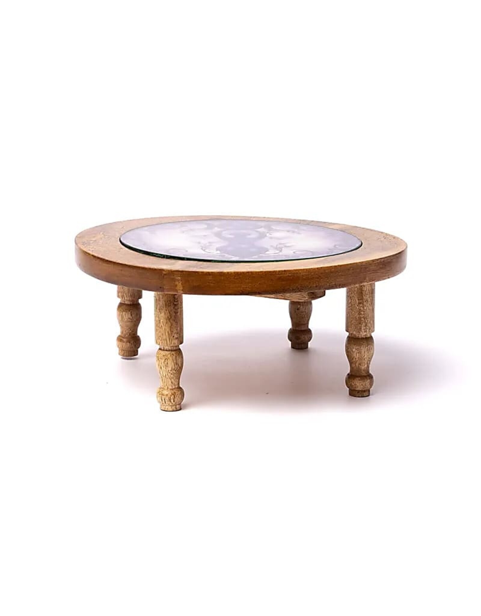 Trukado Miscellaneous - Wooden Side Table Moon Goddess with glass top