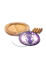 Trukado Miscellaneous - Houten Bijzettafel Maangodin met glazen  blad