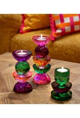 Diga Colmore Giftware & Lifestyle - Kandelaar Kristalglas Groen-Paars-lila 16cm