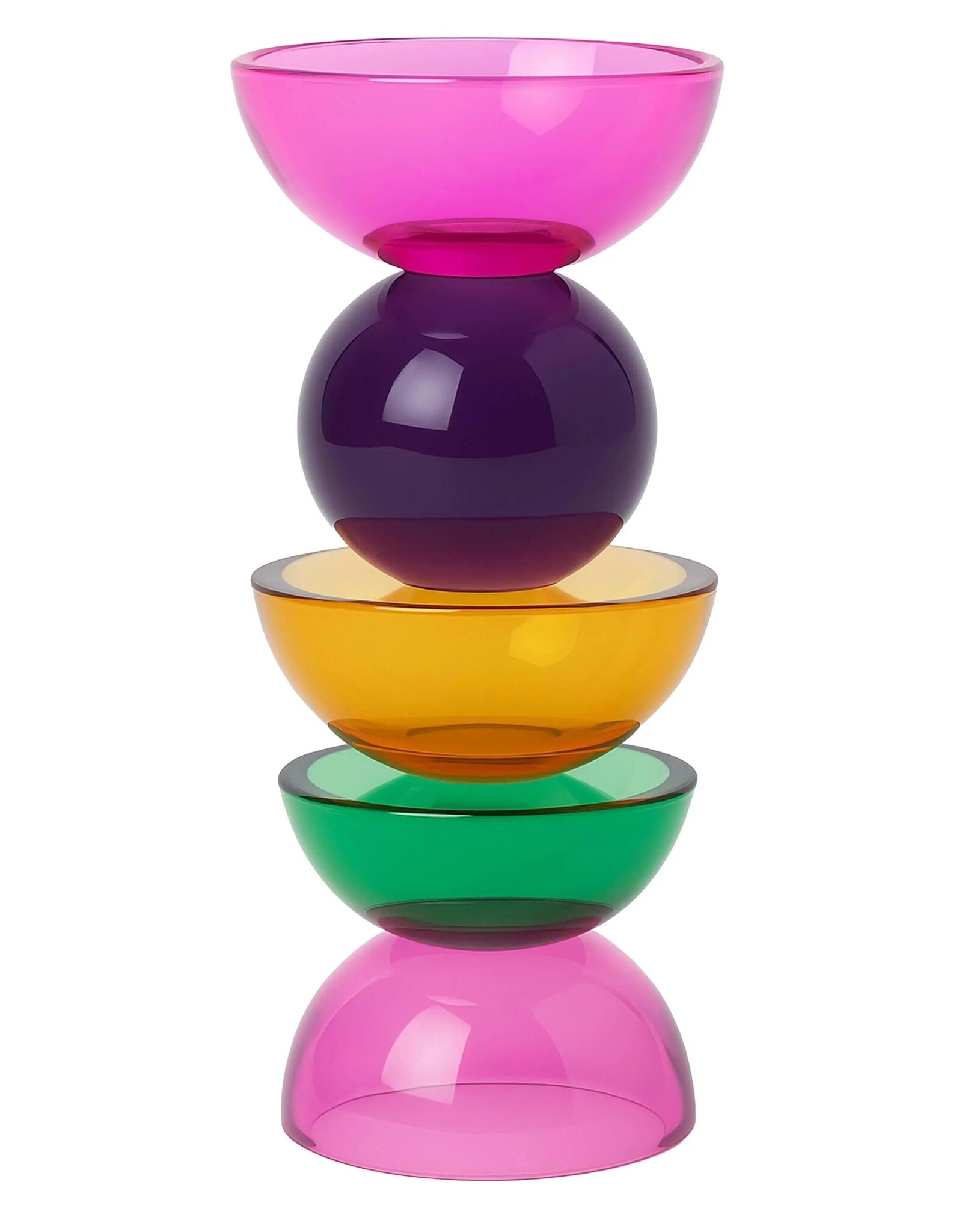 Diga Colmore Giftware & Lifestyle -   Candle holder Crystal Glass Green-Purple-Lilac-orange 20cm