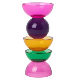Diga Colmore Kandelaar Kristalglas Groen-Paars-lila-oranje 20cm