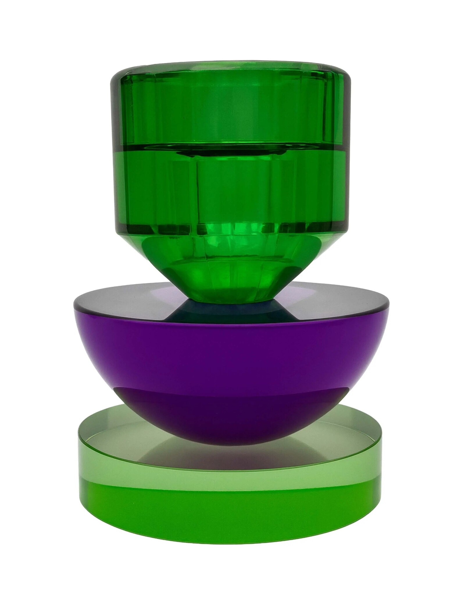 Diga Colmore Giftware & Lifestyle - Candle holder Crystal Glass Green-Purple 10cm