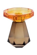 Diga Colmore Giftware & Lifestyle -   Candle holder Crystal Glass on Prism Base orange-brown 12cm