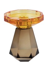 Diga Colmore Giftware & Lifestyle -   Candle holder Crystal Glass on Prism Base orange-brown 12cm