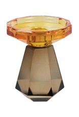 Diga Colmore Giftware & Lifestyle - Kandelaar Kristalglas op Prisma Voet oranje-bruin 12cm