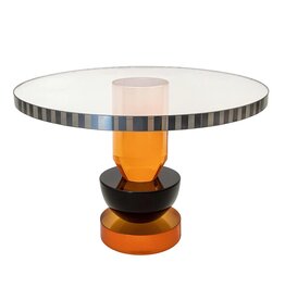Diga Colmore Plate on Stand Crystal Glass Orange-Black