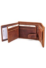 Hütmann Leren portemonnees - Hütmann Leren Portemonnee met Vrachtwagen bruin