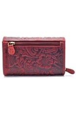 Hunters Leather wallets - Hunters Wallet with Floral Embossing Red
