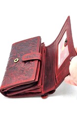Hunters Leather wallets - Hunters Wallet with Floral Embossing Red