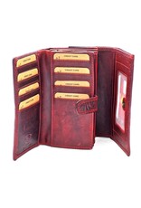 Hunters Leather wallets - Hunters Wallet with Floral Embossing Red