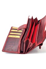 Hunters Leren portemonnees - Hunters Portemonnee met Bloemen Reliëf rood