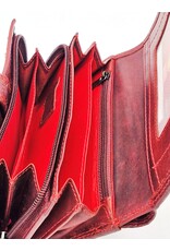 Hunters Leather wallets - Hunters Wallet with Floral Embossing Red