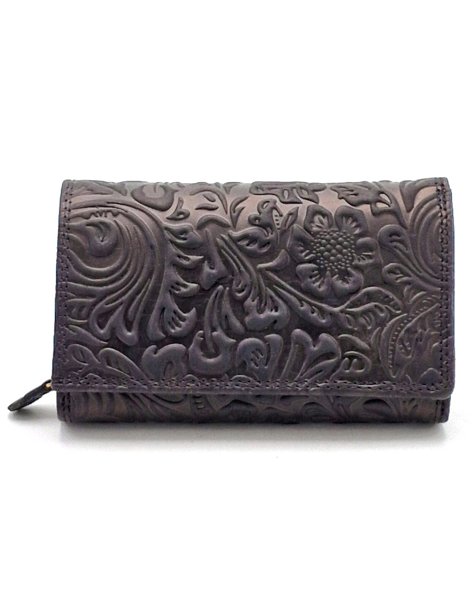Hunters Leather wallets - Hunters Wallet with Floral Embossing black