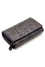 Hunters Leather wallets - Hunters Wallet with Floral Embossing black