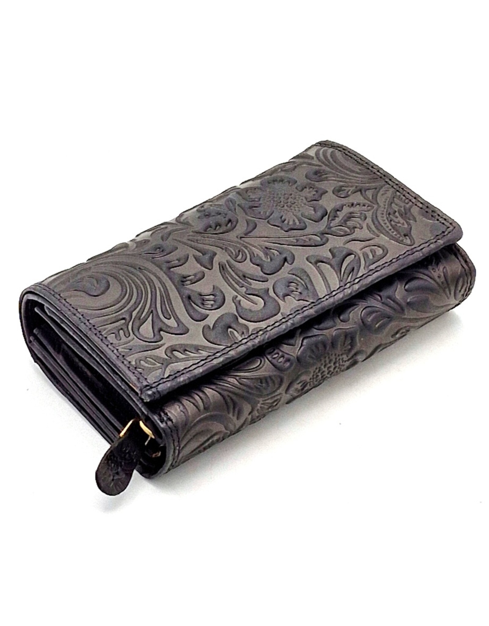 Hunters Leather wallets - Hunters Wallet with Floral Embossing black