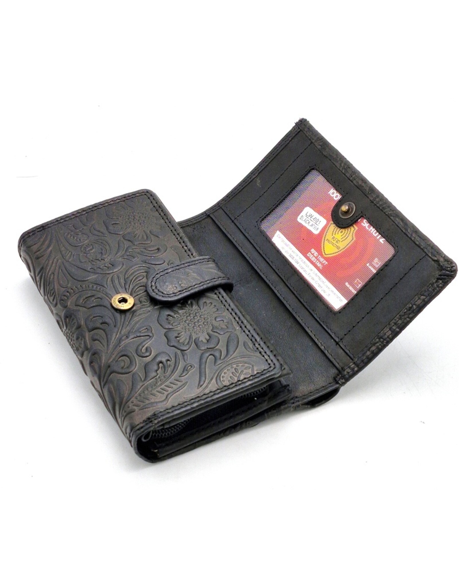 Hunters Leather wallets - Hunters Wallet with Floral Embossing black