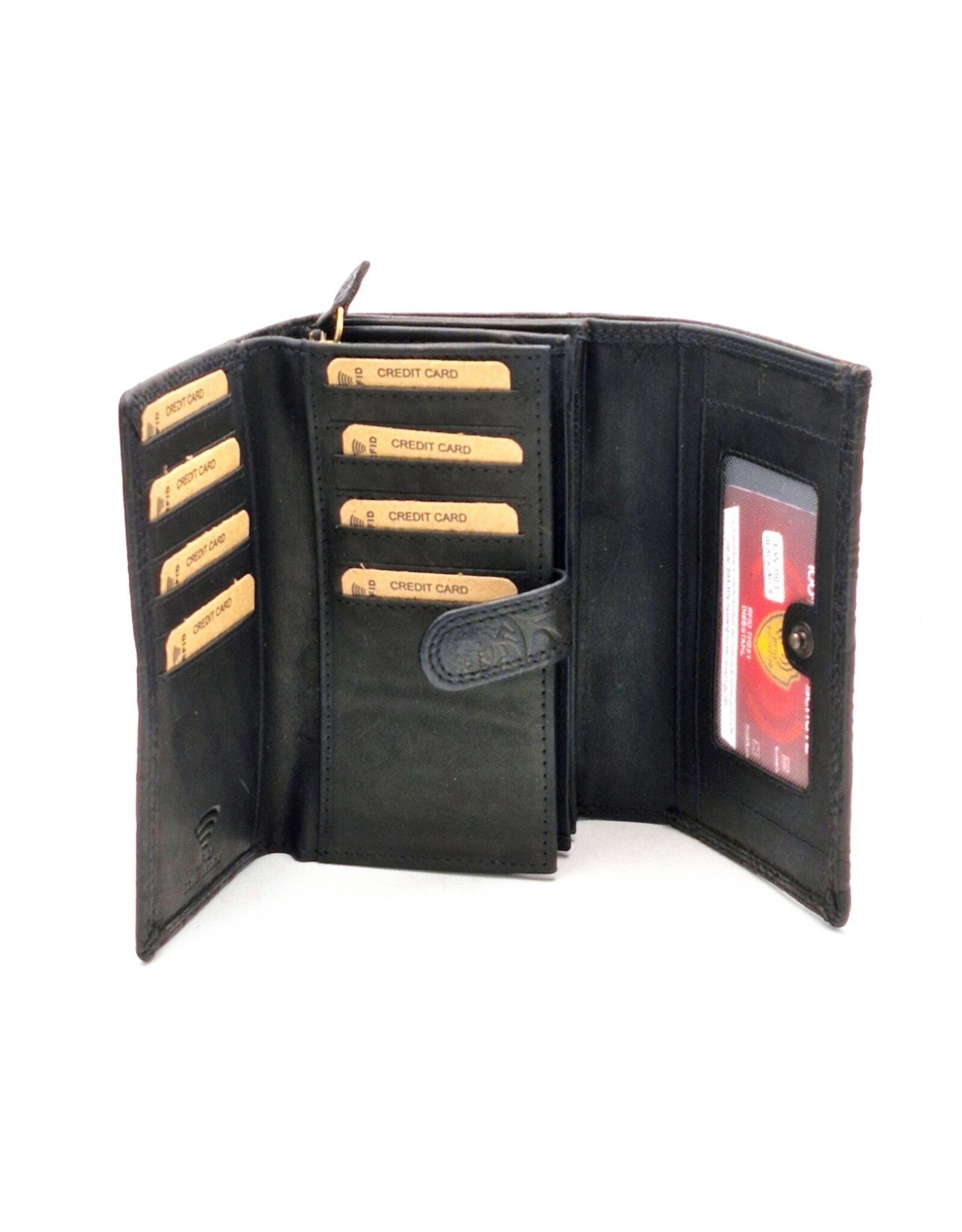 Hunters Leather wallets - Hunters Wallet with Floral Embossing black