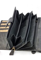 Hunters Leather wallets - Hunters Wallet with Floral Embossing black