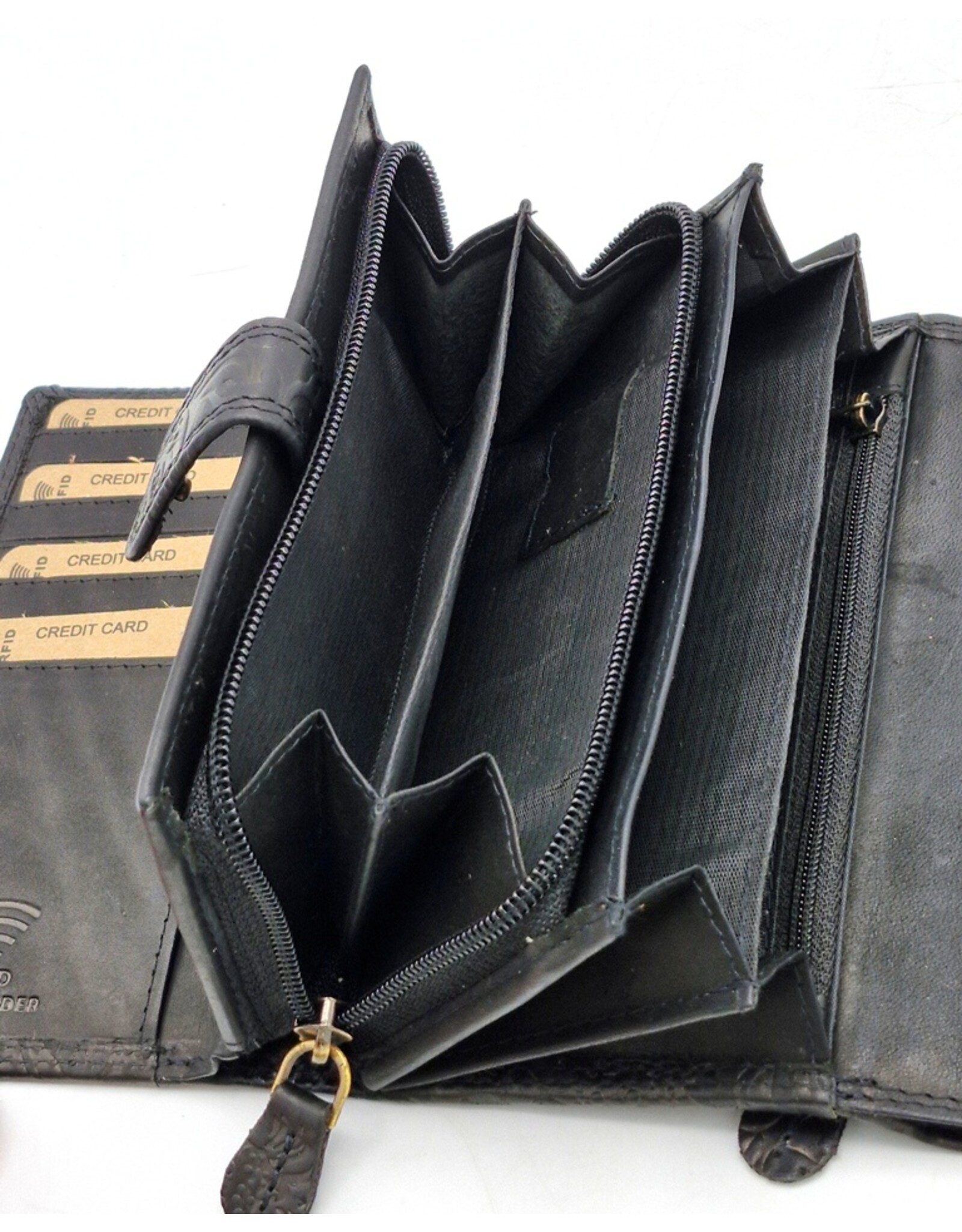 Hunters Leather wallets - Hunters Wallet with Floral Embossing black
