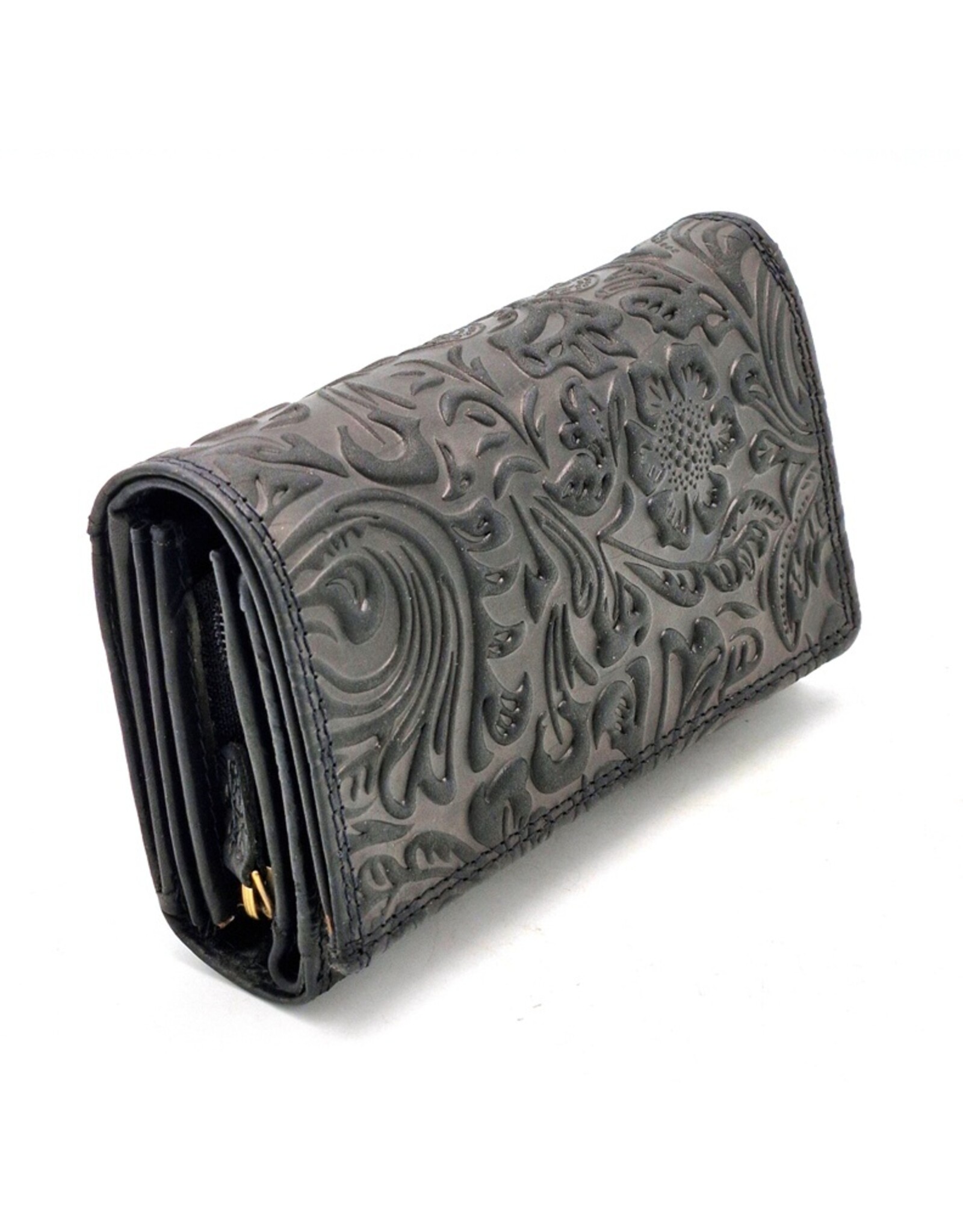 Hunters Leather wallets - Hunters Wallet with Floral Embossing black